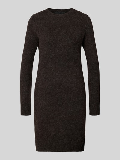 VERO MODA Fließendes Strickkleid mit langen Ärmeln Modell 'DOFFY' Dunkelbraun Melange 2