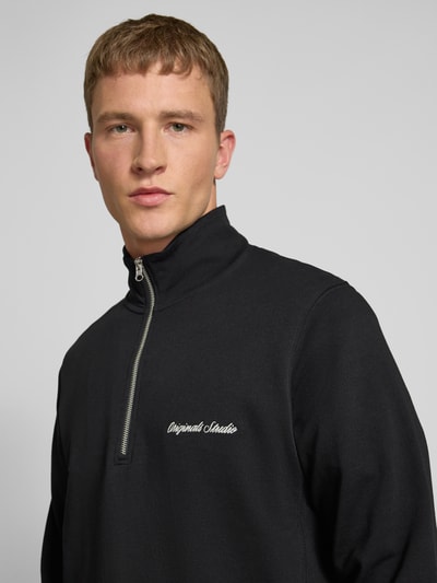 Jack & Jones Sweatshirt met schipperskraag en labelstitching Zwart - 3