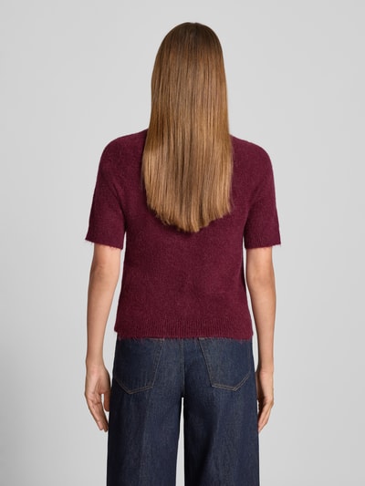 Rich & Royal Sweter z dzianiny z prążkowanymi wykończeniami Bordowy 5