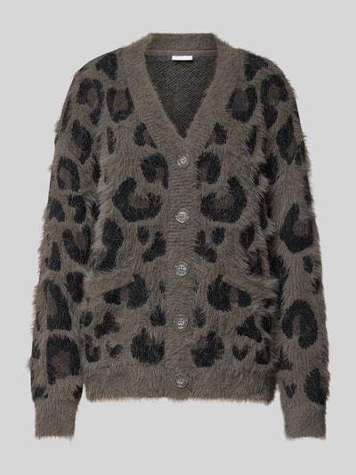 Noisy May Strickjacke mit Kunstfellbesatz Modell 'FLYNN' Dunkelgrau Melange 2