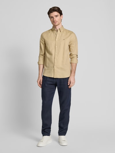 Tommy Hilfiger Regular Fit Freizeithemd aus Baumwoll-Leinen-Mix Beige 1