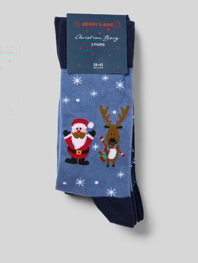 Christian Berg Men Socken mit geripptem Abschluss Jeansblau 3