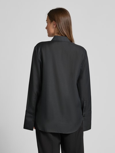 Stefanel Regular fit overhemdblouse met borstzak Donkergrijs - 5