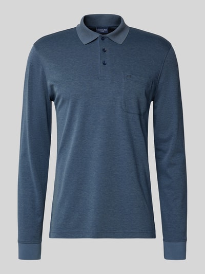 Christian Berg Men Regular fit poloshirt in design met lange mouwen Rookblauw - 2