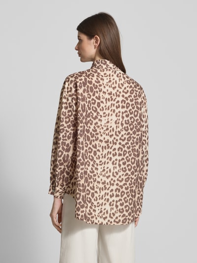 VILLA SOPHIE Relaxed fit overhemdblouse van een mix van katoen en linnen, model 'ROMI' Beige - 5