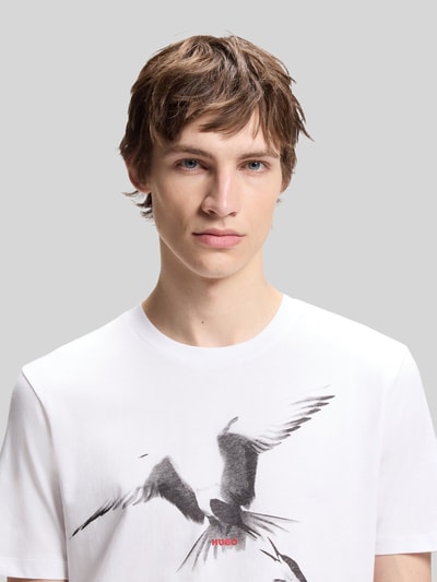 HUGO Regular Fit T-Shirt aus reiner Baumwolle Weiss 3