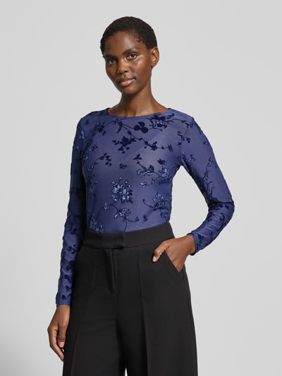 FREE/QUENT Longsleeve in semitransparentem Design Modell 'BISKA' Blau 4