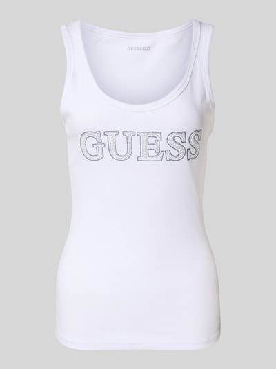 Guess Tanktop mit Logo und Ziersteinbesatz Weiss 2