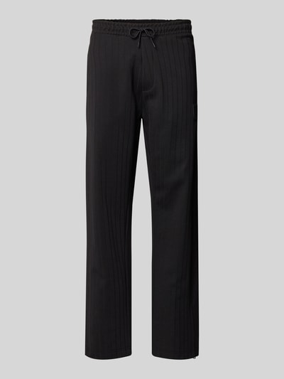 Produktfoto, Regular Fit Sweatpants aus Baumwoll-Mix Modell 'DAVROPANT' von HUGO, Optik: Unifarben, Muster: Gestreift, Label-Patch, Tunnelzug, Bundabschluss: Elastisch, seitliche Eingrifftaschen, Materialverarbeitung: Sweat, Beinabschluss mit Seitenschlitz und Reißverschluss.