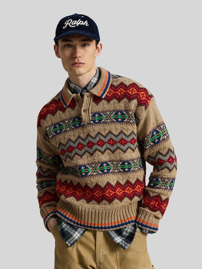 Polo Ralph Lauren Pullover aus reiner Wolle mit Polokragen Beige Melange 4