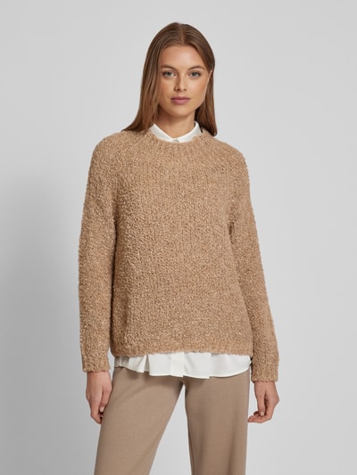 ZABAIONE Strickpullover mit gerippten Abschlüssen Taupe 4