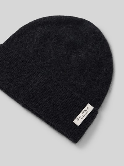 Productfoto, zwarte Mütze aus reiner Wolle van Marc O'Polo, zachte textuur, effen kleur, Dames Mütze van Marc O'Polo