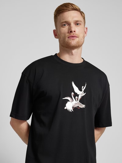 HUGO T-Shirt mit Motiv-Print Modell 'Asil' Black 3