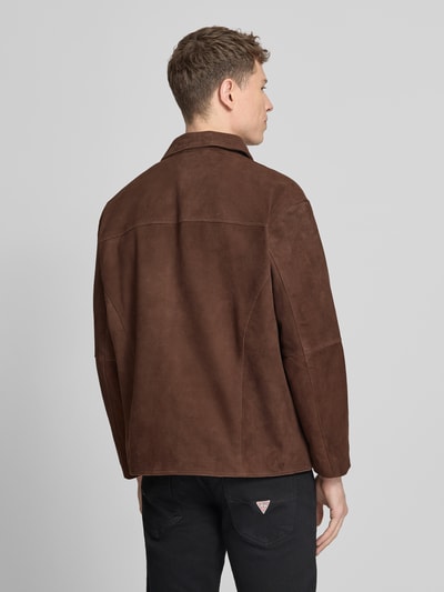 Selected Homme Regular Fit Lederjacke mit Umlegekragen Modell 'RORY' Dunkelbraun 5