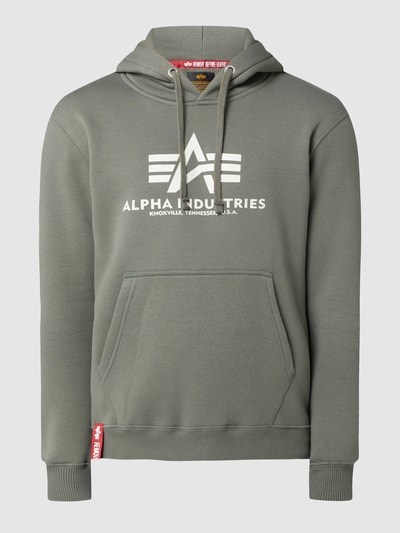 Alpha Industries Bluza z kapturem z nadrukiem z logo Ciemnozielony 2