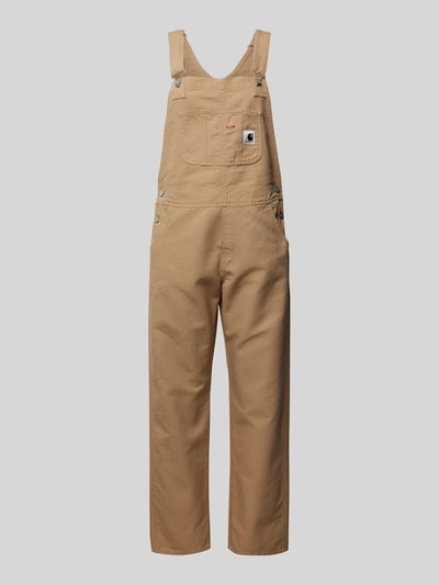 Carhartt Work In Progress Straight Leg Latzhose mit Label-Patch Modell 'Bib' Sand 1