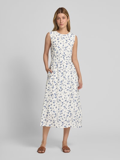 MSCH Copenhagen Sukienka midi z fakturowanym wzorem model ‘Falisha’ Szaroniebieski 4