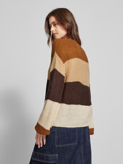 Vila Gebreide pullover met trompetmouwen, model 'RITA' Camel - 5