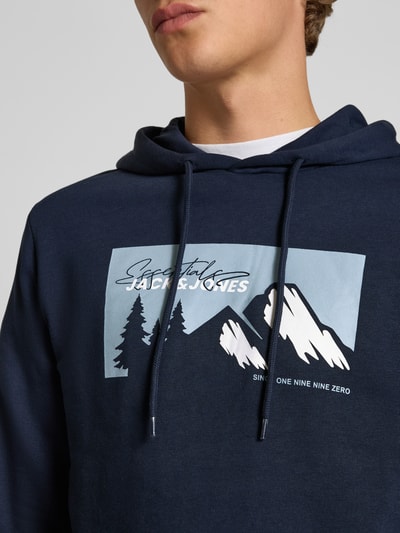 Jack & Jones Hoodie met motiefprint, model 'SUN' Marineblauw - 3