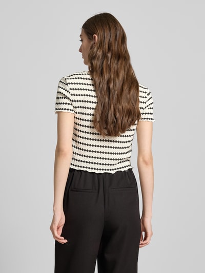 ONLY Slim Fit T-Shirt mit Allover-Muster Modell 'LEVA' Offwhite 5