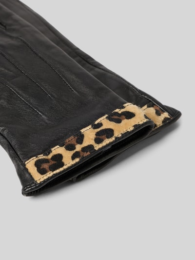 FI.NE Rękawiczki z imitacji skóry Czarny 2