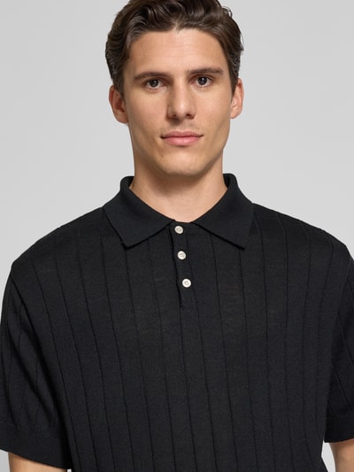 Forét Poloshirt met ribboorden, model 'ASTERN' Zwart - 3