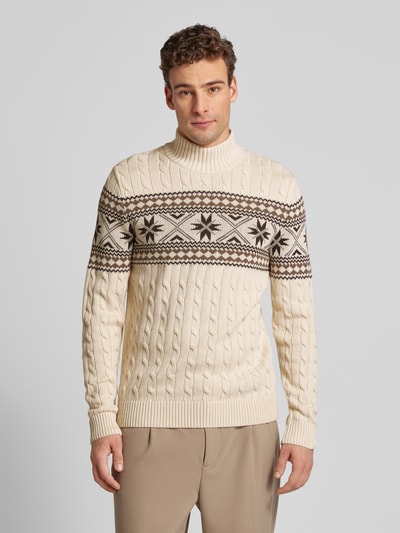 SELECTED HOMME Strickpullover mit gerippten Abschlüssen Modell 'FLAKE' Beige 4