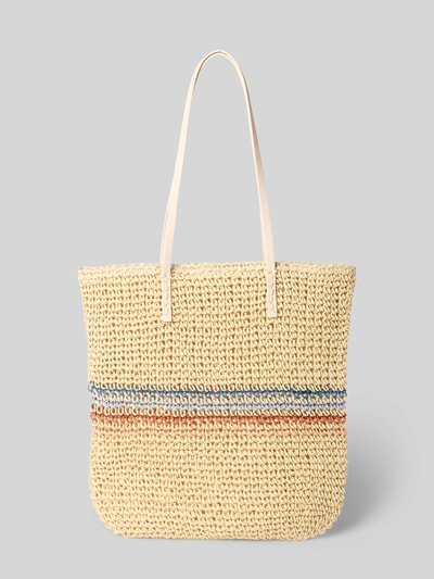 Productfoto, Shopper met label-detail Modell 'Lazey' van Barts, beige gevlochten structuur, gekleurde strepen, handvatten, hoofdvak met magneetsluiting, breedte 35 cm, lengte 39 cm, diepte 8 cm, schouderriem 58 cm