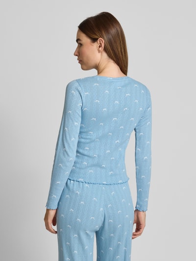 Jake*s Casual Pyjamabovendeel met ajourpatroon Lichtblauw - 5