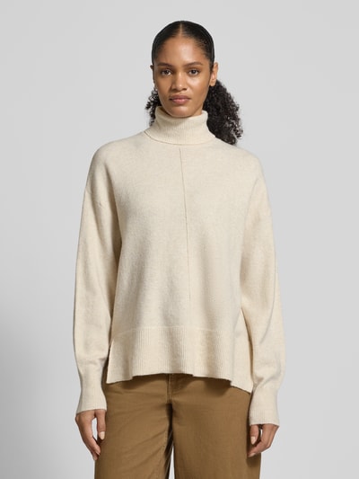 VERO MODA Regular Fit Rollkragenpullover mit Seitenschlitzen Modell 'DOFFY' Ecru Melange 4