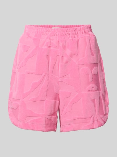 Produktfoto, Bermudas mit elastischem Bund Modell 'NABI' von ICHI in kräftigem Rosa, Baumwoll-Mix, strukturierte Oberfläche, lockerer Schnitt