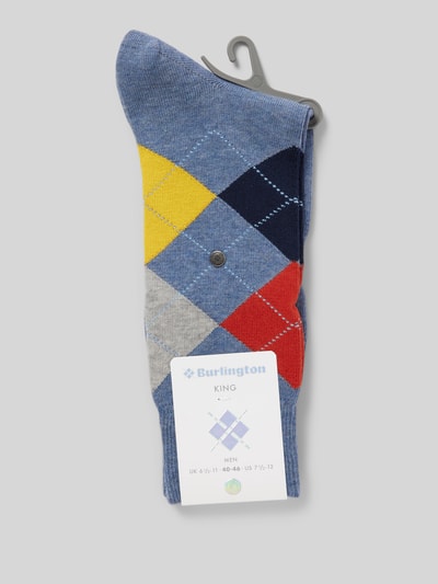 Burlington Socken mit Label-Detail Modell 'KING' Jeansblau 3