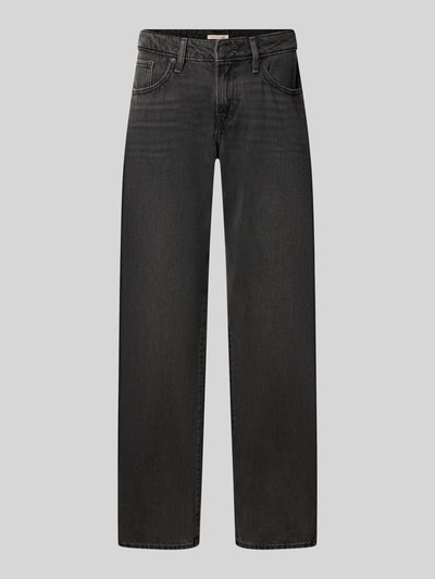 Produktfoto, gerade geschnittene schwarze Straight Fit Jeans aus Baumwoll-Mix Modell 'SUPERLOW' von Levi's®, Damen Wide & Loose Fit Jeans
