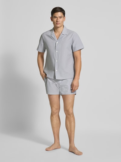 BOSS Relaxed Fit Badeshorts mit Strukturmuster Modell 'Velvetfish' Marine 1