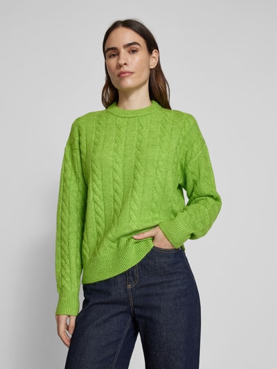 Christian Berg Woman Gebreide pullover met kabelpatroon Appeltjesgroen - 4