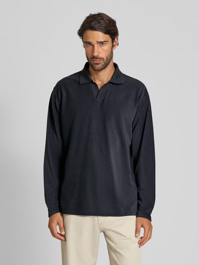 Lindbergh Oversized Poloshirt mit Strukturmuster Dunkelblau 4