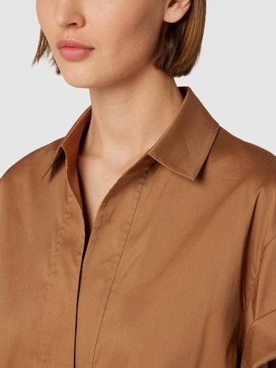 Windsor Blouseshirt met vaste mouwomslagen Middenbruin - 3