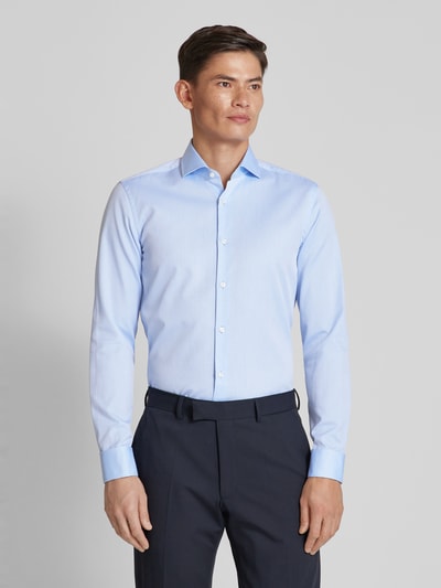 BOSS Slim fit zakelijk overhemd met structuurmotief, model 'Hank' Bleu - 4