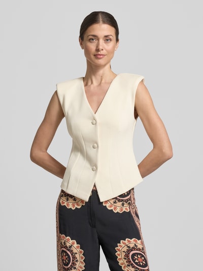 VERO MODA slim fit top met knoopsluiting model 'SCARLET' Beige - 4