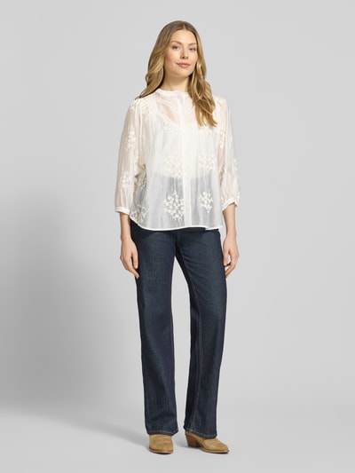 0039 Italy Regular Fit Bluse mit 3/4-Arm Modell 'FAVIOLA FANCY' Ecru 1