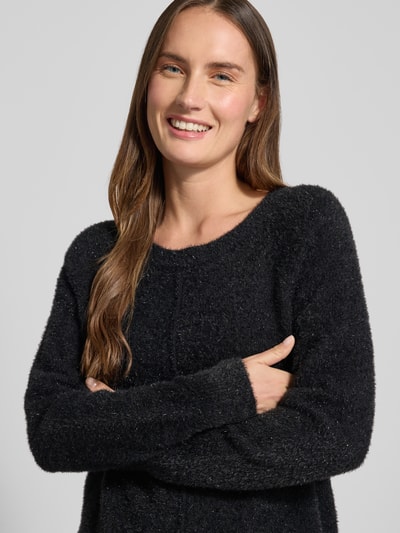 Christian Berg Woman Strickpullover aus Effektgarn mit Rundhalsausschnitt Black 3