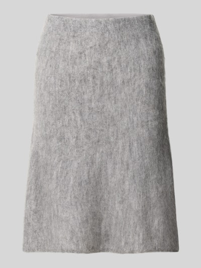 Produktfoto, spódnica midi z mieszanki wełny i moheru Linia a Model 'Ohairy' od someday, jasnoszara, miękka struktura, szerokość w rozmiarze 36: 39 cm, całkowita długość w rozmiarze 36: 50 cm