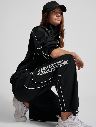 LOVE SCARS Spodnie typu track pants z nadrukiem z logo model ‘Coach’ Czarny 3