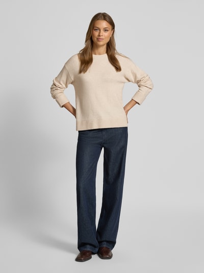 s.Oliver RED LABEL Sweter z dzianiny o kroju relaxed fit z mieszanki bawełny z dodatkiem wełny Beżowy 1