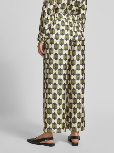 Weekend Max Mara Loose fit zijden broek met all-over motief, model 'FIBBIA' Groen - 5