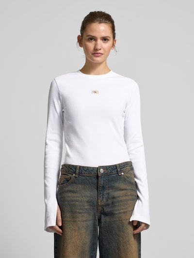 Calvin Klein Jeans Longsleeve mit geripptem Rundhalsausschnitt Weiss 4