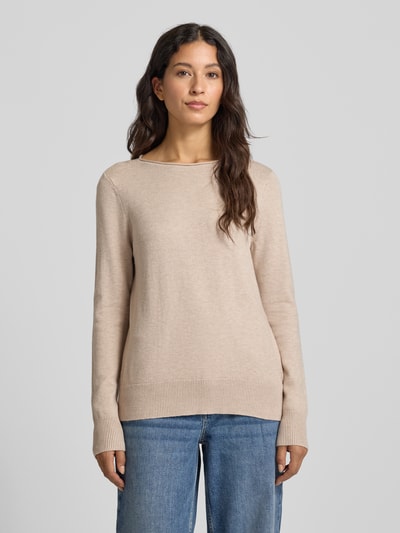 Christian Berg Woman Sweter z dzianiny z dekoltem w łódkę Metaliczny beżowy melanż 4