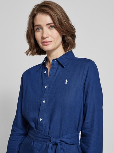 Polo Ralph Lauren Hemdblusenkleid aus Leinen mit Logo-Stitching Marine 3