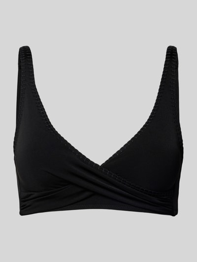 Produktfoto, Bikini-Oberteil mit abnehmbaren, verstellbaren Trägern von WATERCULT in Schwarz, glatter Material-Mix mit Stretch-Anteil, körpernahe Passform, herausnehmbare Schaumschale, dezente Ziernaht, schlichtes Design.