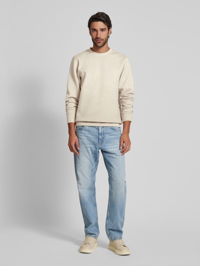 Casual Friday Sweatshirt met ribboorden, model 'Sebastian' Beige - 1